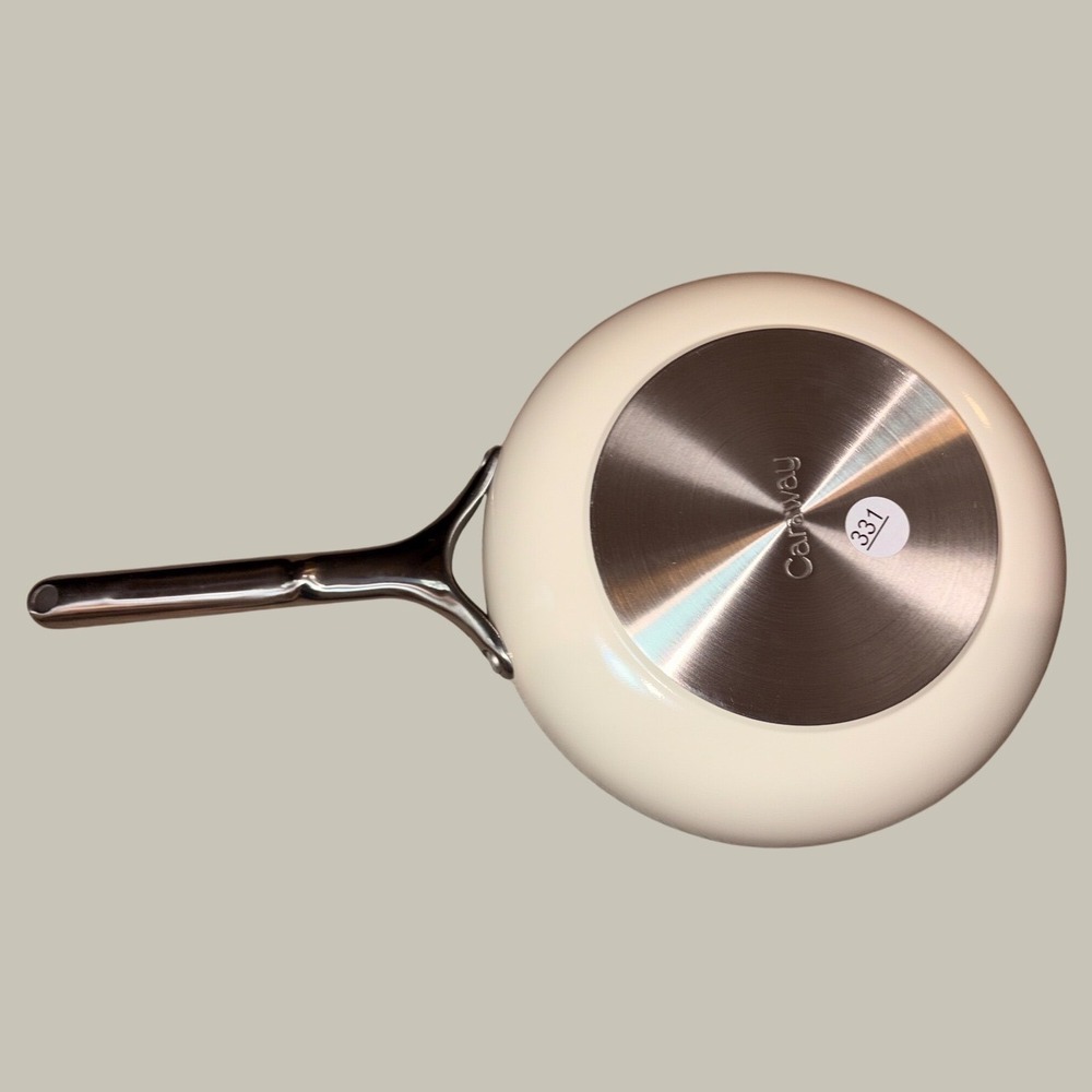 Caraway Home 10.5 Inch Ceramic Non-Stick Fry Pan Cream Stainless Steel Handle
